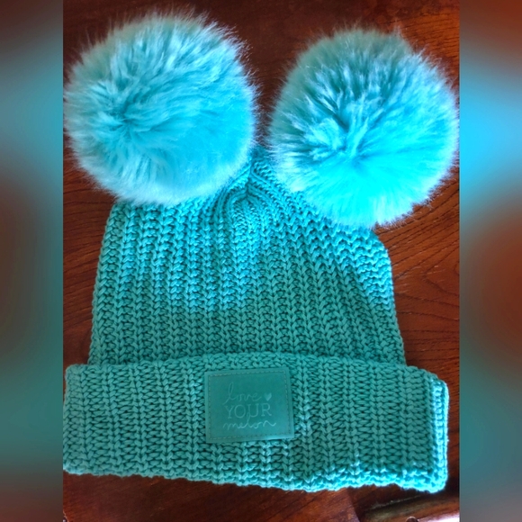 Accessories - Love Your Melon TIFFANY COLORED turquoise Double Pom-Pom Beanie For ADULTS NEW